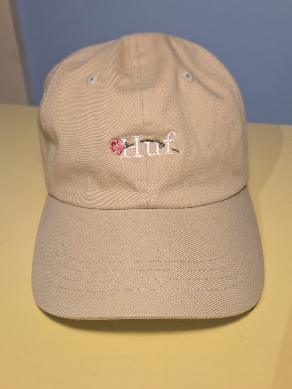 HUF Beige Snapback W/ Embroidered Rose Logo